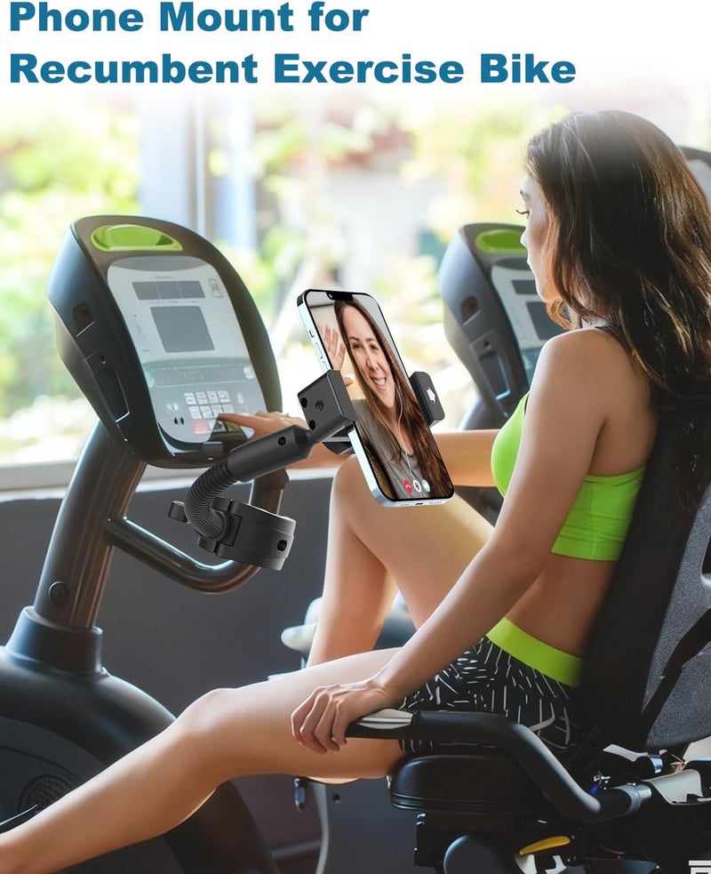 NATDETC Gooseneck Recumbent Exercise Bike Phone Mount, Handlebar Phone Holder Stand for Stroller, Wheelchair, Shopping Cart, Spin Bike, Cell Phone Pole Clamp for 4-7" Smartphone, Fits iPhone 16, Galaxy S24 - Image 3